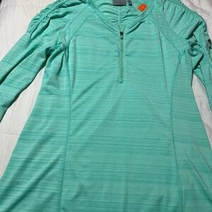 Athleta Mint Green Zip-Front Active Top